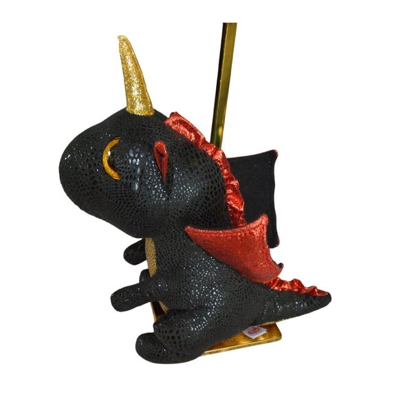 Grindal The Dragon Ty Beanie Boo Silk Black Red Gold Collector Gift Christmas - Picture 2 of 7